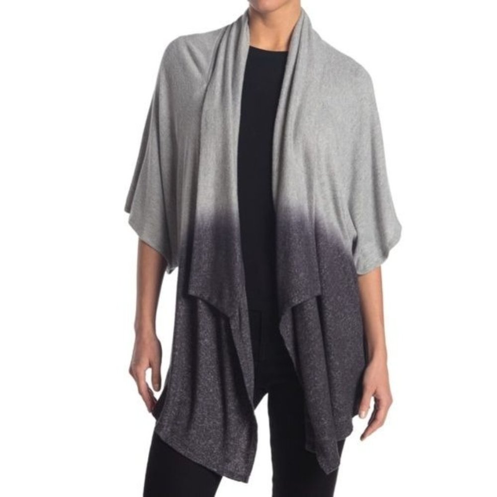 NEW Status by Chenault Charcoal Grey Dip Dye Ombre Open Front Cardigan Medium